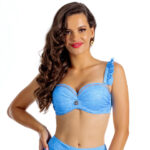 Brigitt A10 Biustonosz kąpielowy push up z falbankowymi ramiączkami i jeansowym niebieski błękitny kostium kąpielowy LAVEL polska produkcja 2025 1