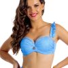 Brigitt A10 Biustonosz kąpielowy push up z falbankowymi ramiączkami i jeansowym niebieski błękitny kostium kąpielowy LAVEL polska produkcja 2025 2