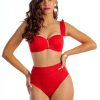 Brigitt B Cup Sandia Czerwony biustonosz kąpielowy push up z falbankami i odpinanymi ramiączkami dwuczęściowy strój kąpielowy LAVEL 2025 13
