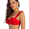 Brigitt B Cup Sandia Czerwony biustonosz kąpielowy push up z falbankami i odpinanymi ramiączkami dwuczęściowy strój kąpielowy LAVEL 2025 4