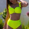 Brigitt B Cup Yellow F Neonowy biustonosz kąpielowy push up z falbanowymi odpinanymi ramiączkami żółty neonowy kostium kąpielowy dwuczęściowy strój kąpielowy LAVEL polska produkcja 2025 12