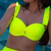Brigitt B Cup Yellow F Neonowy biustonosz kąpielowy push up z falbanowymi odpinanymi ramiączkami żółty neonowy kostium kąpielowy dwuczęściowy strój kąpielowy LAVEL polska produkcja 2025 19