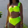 Brigitt B Cup Yellow F Neonowy biustonosz kąpielowy push up z falbanowymi odpinanymi ramiączkami żółty neonowy kostium kąpielowy dwuczęściowy strój kąpielowy LAVEL polska produkcja 2025 4
