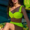 Brigitt B Cup Yellow F Neonowy biustonosz kąpielowy push up z falbanowymi odpinanymi ramiączkami żółty neonowy kostium kąpielowy dwuczęściowy strój kąpielowy LAVEL polska produkcja 2025 6