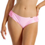 Figi Edit M Pink Różowe majtki kąpielowe z drapowaniem w romantycznym stylu różowy pudrowy róż kostium kąpielowy dwuczęściowy strój kąpielowy LAVEL polska produkcja 1