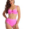 Figi v M Rosebud Modelujące majtki kąpielowe z wysokim stanem i wycięciem na pośladki oraz szwem z tyłu różowy kostium kąpielowy dwuczęściowy strój kąpielowy LAVEL 15