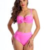 Figi v M Rosebud Modelujące majtki kąpielowe z wysokim stanem i wycięciem na pośladki oraz szwem z tyłu różowy kostium kąpielowy dwuczęściowy strój kąpielowy LAVEL 3