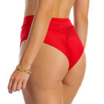 Figi v M Sandia Wyszczuplające majtki kąpielowe z wysokim stanem i modelującym marszczonym szwem z tyłu czerwony LAVEL polska produkcja 2025 1