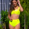 Figi v M Yellow F Modelujące brzuch majtki kąpielowe z wysokim stanem w neonowej odsłonie żółty neonowy kostium kąpielowy dwuczęściowy strój kąpielowy LAVEL polska produkcja 2025 11