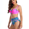 Figi v O C14 Wyszczuplające majtki kąpielowe z wysokim stanem modelujące z marszczeniem na brzuchu kolorowy różowy kostium kąpielowy dwuczęściowy strój kąpielowy LAVEL 8