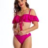 Figi v X Sirop Wysoko wycięte majtki kąpielowe z efektem wydłużenia nóg w malinowym odcieniu różowy kostium kąpielowy dwuczęściowy strój kąpielowy LAVEL polska produkcja 4
