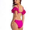 Figi v X Sirop Wysoko wycięte majtki kąpielowe z efektem wydłużenia nóg w malinowym odcieniu różowy kostium kąpielowy dwuczęściowy strój kąpielowy LAVEL polska produkcja 8