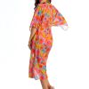 Luna S C11 Długi szlafrok plażowy kwiatowa narzutka na stroj kapielowy pomarańczowy neonowy koralowy DLUGA NARZUTA NA KOSTIUM KAPIELOWY lavel 2025 11