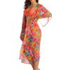 Luna S C11 Długi szlafrok plażowy kwiatowa narzutka na stroj kapielowy pomarańczowy neonowy koralowy DLUGA NARZUTA NA KOSTIUM KAPIELOWY lavel 2025 4
