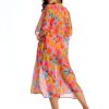 Luna S C11 Długi szlafrok plażowy kwiatowa narzutka na stroj kapielowy pomarańczowy neonowy koralowy DLUGA NARZUTA NA KOSTIUM KAPIELOWY lavel 2025 5