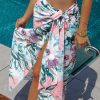 Pareo S5 Romantyczna chusta plażowa o pastelowych barwach pudrowy pastelowy zielony różowy narzuta na kostium kapielowy plus size w kwiaty 2025 4