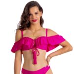 Samanta Cup Sirop Biustonosz kąpielowy push up z falbanką i odpinanymi ramiączkami góra od bikini hiszpanka różowy kostium kąpielowy dwuczęściowy strój kąpielowy LAVEL 1