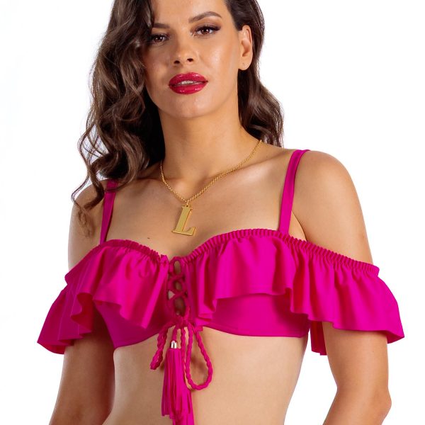 Samanta Cup Sirop Biustonosz kąpielowy push up z falbanką i odpinanymi ramiączkami góra od bikini hiszpanka różowy kostium kąpielowy dwuczęściowy strój kąpielowy LAVEL 2 Samanta Cup Sirop Biustonosz kąpielowy push up z falbanką i odpinanymi ramiączkami góra od bikini hiszpanka różowy kostium kąpielowy dwuczęściowy strój kąpielowy LAVEL 2