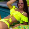 Samanta Cup Yellow F Zmysłowy biustonosz kąpielowy push up typu hiszpanka w neonowej odsłonie żółty neonowy kostium kąpielowy dwuczęściowy strój kąpielowy LAVEL polska produkcja 2025 10