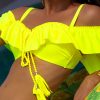 Samanta Cup Yellow F Zmysłowy biustonosz kąpielowy push up typu hiszpanka w neonowej odsłonie żółty neonowy kostium kąpielowy dwuczęściowy strój kąpielowy LAVEL polska produkcja 2025 6