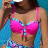 różowe bikini dla małego biustu z pushup z wysokim staem modelujace brzuch kolorowe neonowy róż dwuczęściowy strój kąpielowy LAVEL 2025 (2)