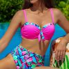 różowe bikini dla małego biustu z pushup z wysokim staem modelujace brzuch kolorowe neonowy róż polskie kostiumy kąpielowe LAVEL 2025 (1)